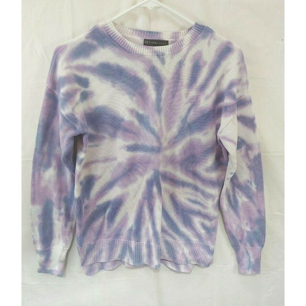 Design History Womens Top Sz Small Tie Dye Thermal Long Sleeve Blue Purple